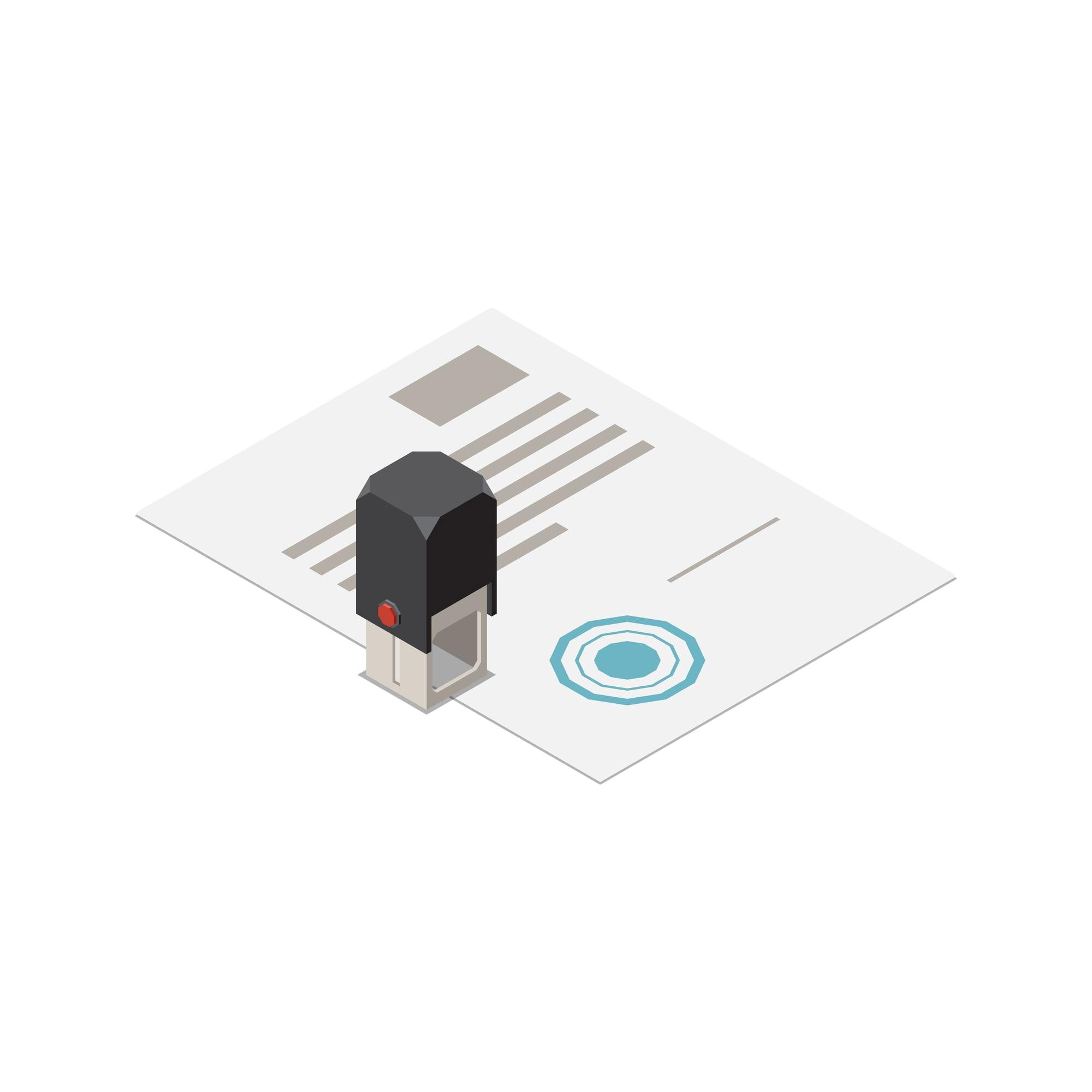 Notary Services Isometric Composition With Paper Agreement Wet Stamp Vector Illustration